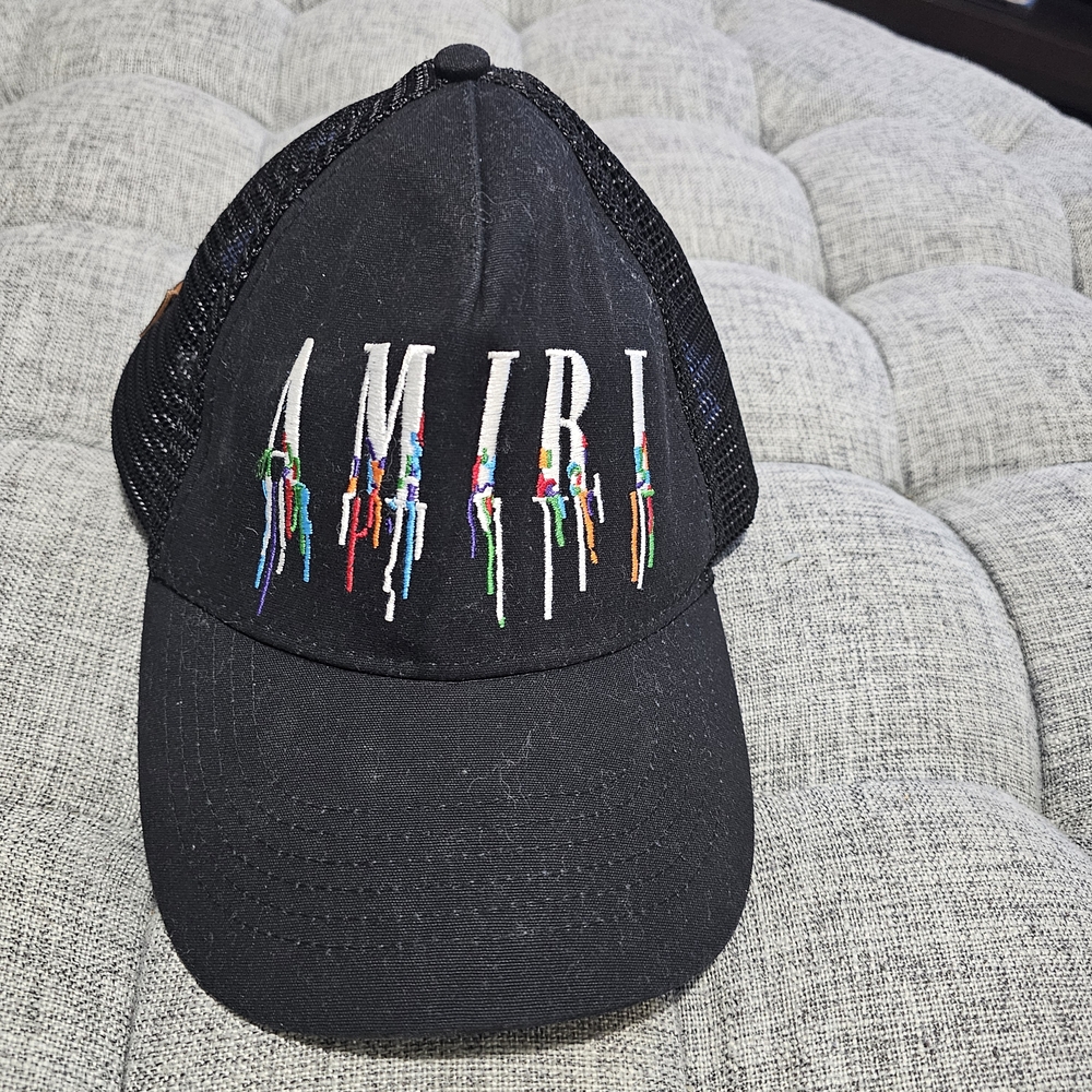 Amiri Black Trucker Hat with Colorful Logo